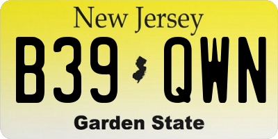 NJ license plate B39QWN