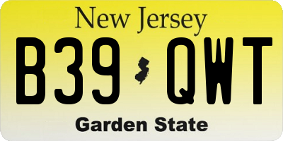 NJ license plate B39QWT