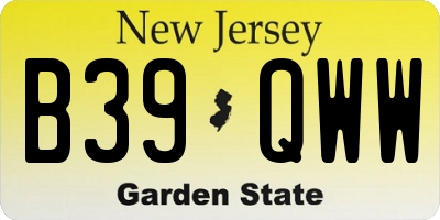 NJ license plate B39QWW