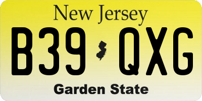 NJ license plate B39QXG
