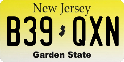 NJ license plate B39QXN