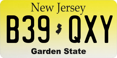 NJ license plate B39QXY