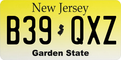 NJ license plate B39QXZ