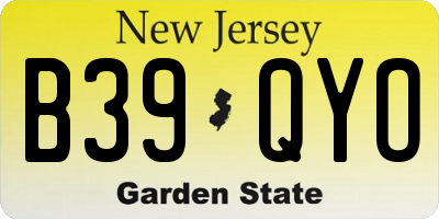 NJ license plate B39QYO
