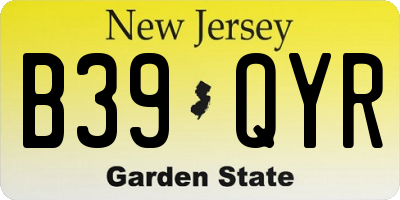NJ license plate B39QYR