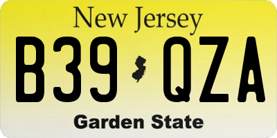 NJ license plate B39QZA