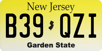 NJ license plate B39QZI