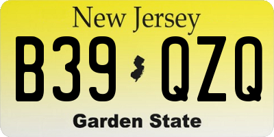 NJ license plate B39QZQ