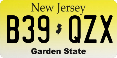NJ license plate B39QZX