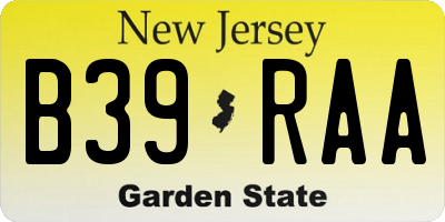 NJ license plate B39RAA