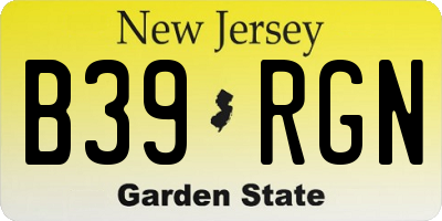 NJ license plate B39RGN