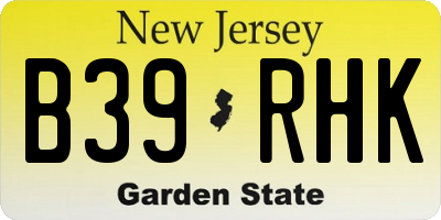 NJ license plate B39RHK