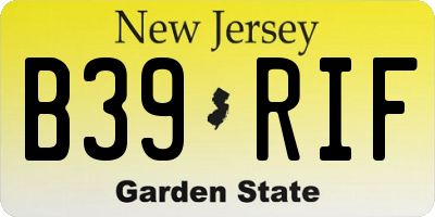 NJ license plate B39RIF