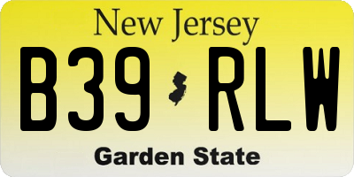 NJ license plate B39RLW