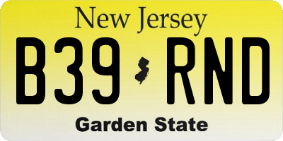 NJ license plate B39RND