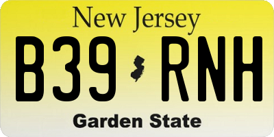 NJ license plate B39RNH