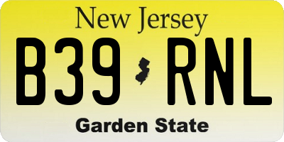 NJ license plate B39RNL
