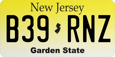 NJ license plate B39RNZ