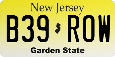 NJ license plate B39ROW