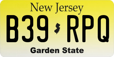 NJ license plate B39RPQ