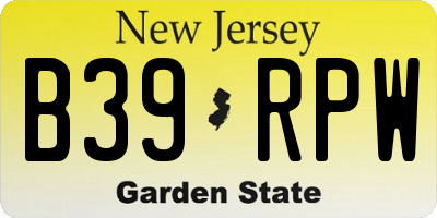 NJ license plate B39RPW