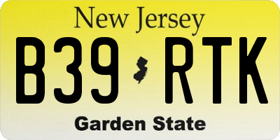 NJ license plate B39RTK
