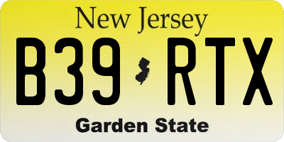 NJ license plate B39RTX