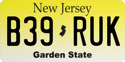 NJ license plate B39RUK