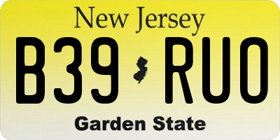 NJ license plate B39RUO