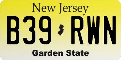 NJ license plate B39RWN