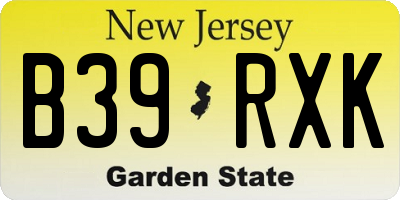 NJ license plate B39RXK