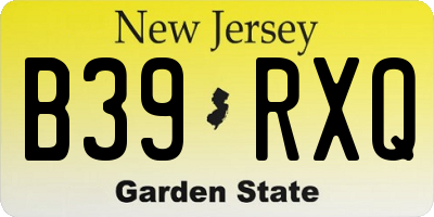 NJ license plate B39RXQ