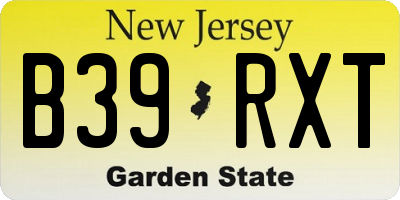 NJ license plate B39RXT