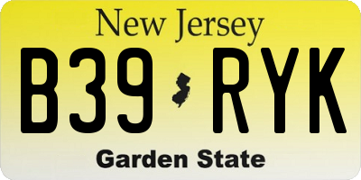 NJ license plate B39RYK