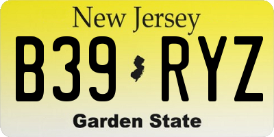 NJ license plate B39RYZ