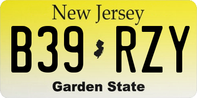 NJ license plate B39RZY