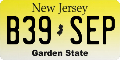 NJ license plate B39SEP