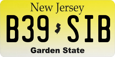 NJ license plate B39SIB