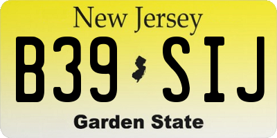 NJ license plate B39SIJ