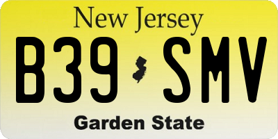 NJ license plate B39SMV