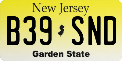 NJ license plate B39SND