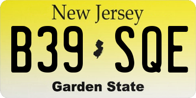 NJ license plate B39SQE