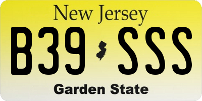 NJ license plate B39SSS