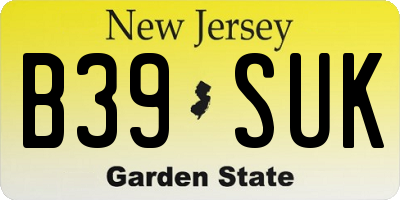 NJ license plate B39SUK