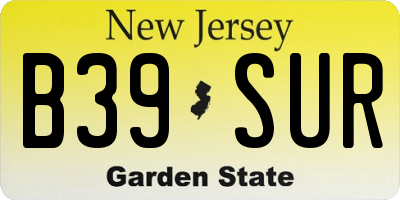 NJ license plate B39SUR