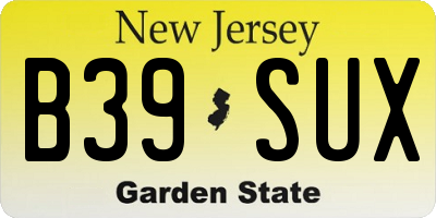 NJ license plate B39SUX