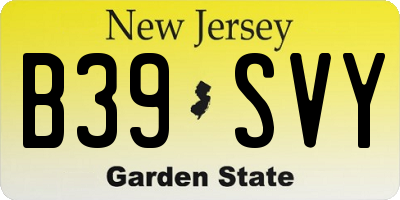NJ license plate B39SVY