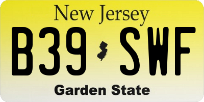 NJ license plate B39SWF