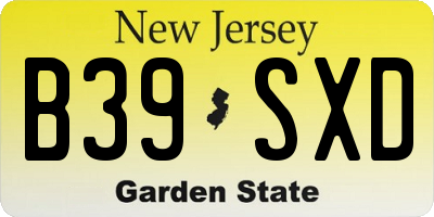 NJ license plate B39SXD