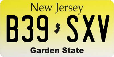 NJ license plate B39SXV